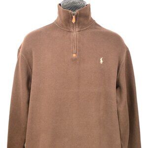 Polo Ralph Lauren Men's Size XXL Brown Mock Neck 1/4 Zip Long Sleeve Sweater